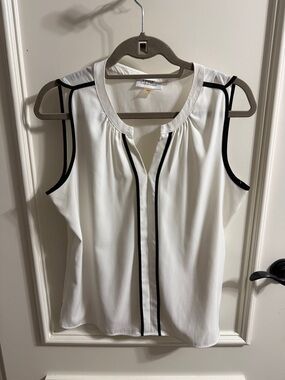 Calvin Klein White Sleeveless Camisole with Black Piping